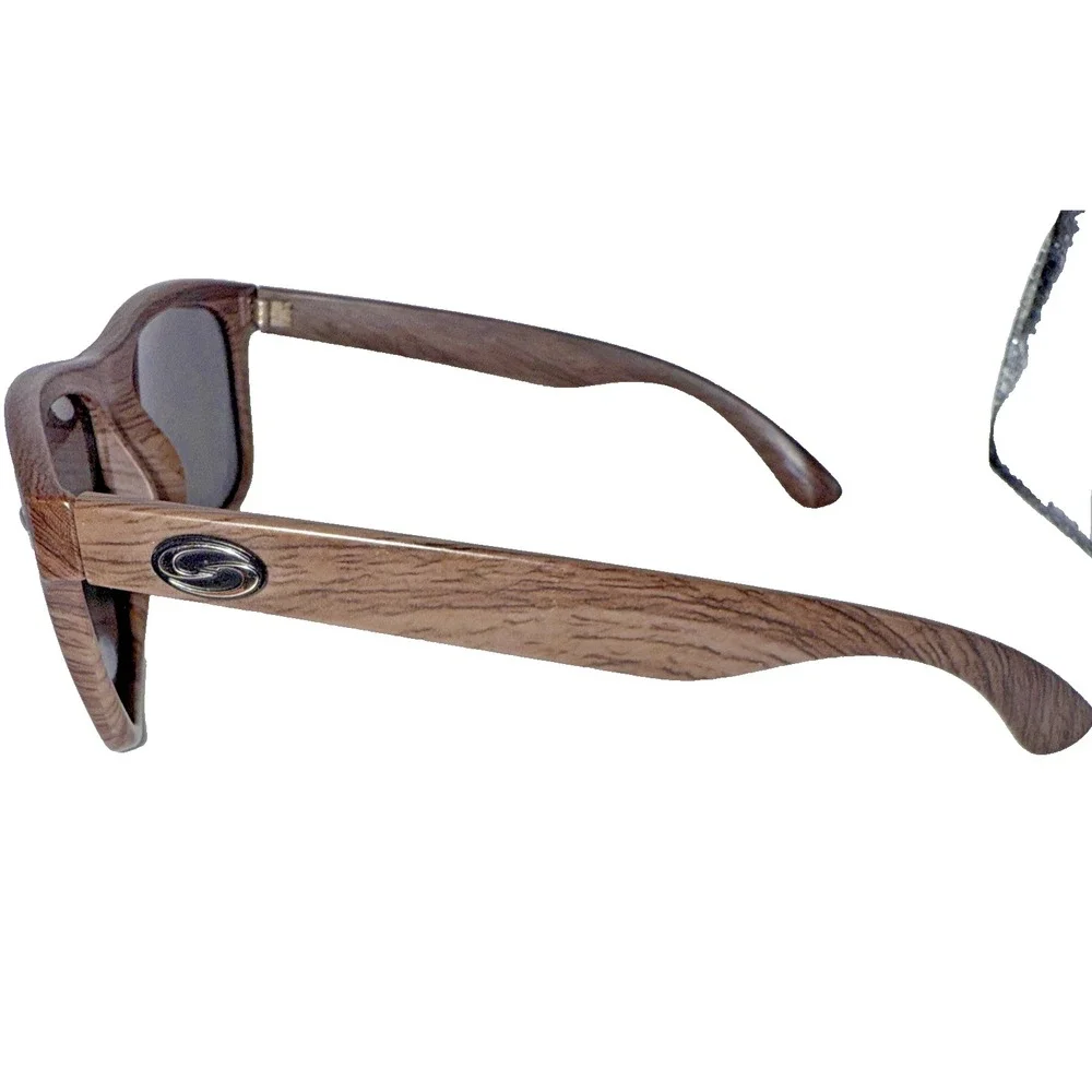 Strike King Cash SKP418 Brown Wood Grain  Polarized Sunglasses Mens Smoke‎ Lens